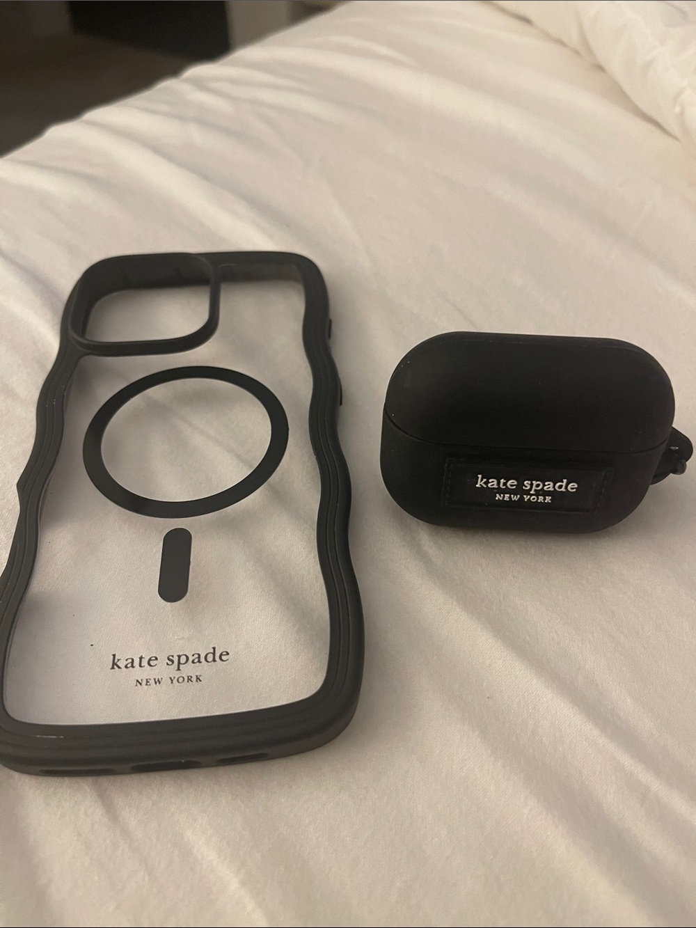 kate spade Black Clear MagSafe iPhone Case with Black AirPods Case